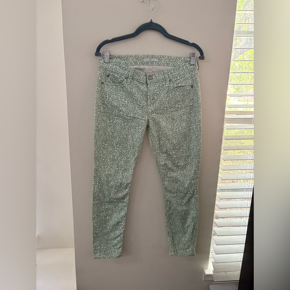 7 For All Mankind Mint Green Patterned Pants